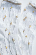 Wavy Daisy Cotton Blend Socks: Navy