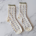 Little Daisy Diamond Shape Socks: Ivory