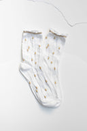 Wavy Daisy Cotton Blend Socks: Navy
