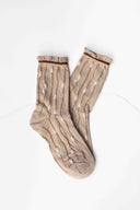 Wavy Daisy Cotton Blend Socks: Navy
