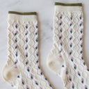 Little Daisy Diamond Shape Socks: Ivory