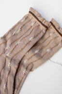 Wavy Daisy Cotton Blend Socks: Navy