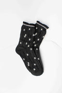 Wavy Daisy Cotton Blend Socks: Navy