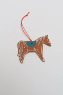 Horse Ornament : Brown with turquoise saddle