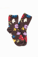 Ella Floral Casual Socks: Dark Brown