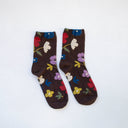 Ella Floral Casual Socks: Dark Brown