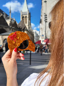 Hand-painted Bow Croissant Compact Mirror | Eco-Friendly