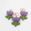 Hand-Knitted Tulip Flower Keychain for a Floral Touch