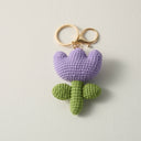 Hand-Knitted Tulip Flower Keychain for a Floral Touch
