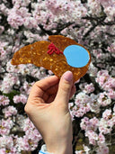 Hand-painted Bow Croissant Compact Mirror | Eco-Friendly
