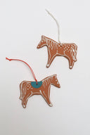 Horse Ornament : Brown with turquoise saddle