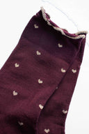 Mini Heart Ruffle Cotton Blend Socks: Wine/Gold