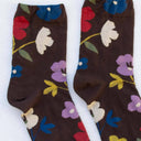 Ella Floral Casual Socks: Dark Brown