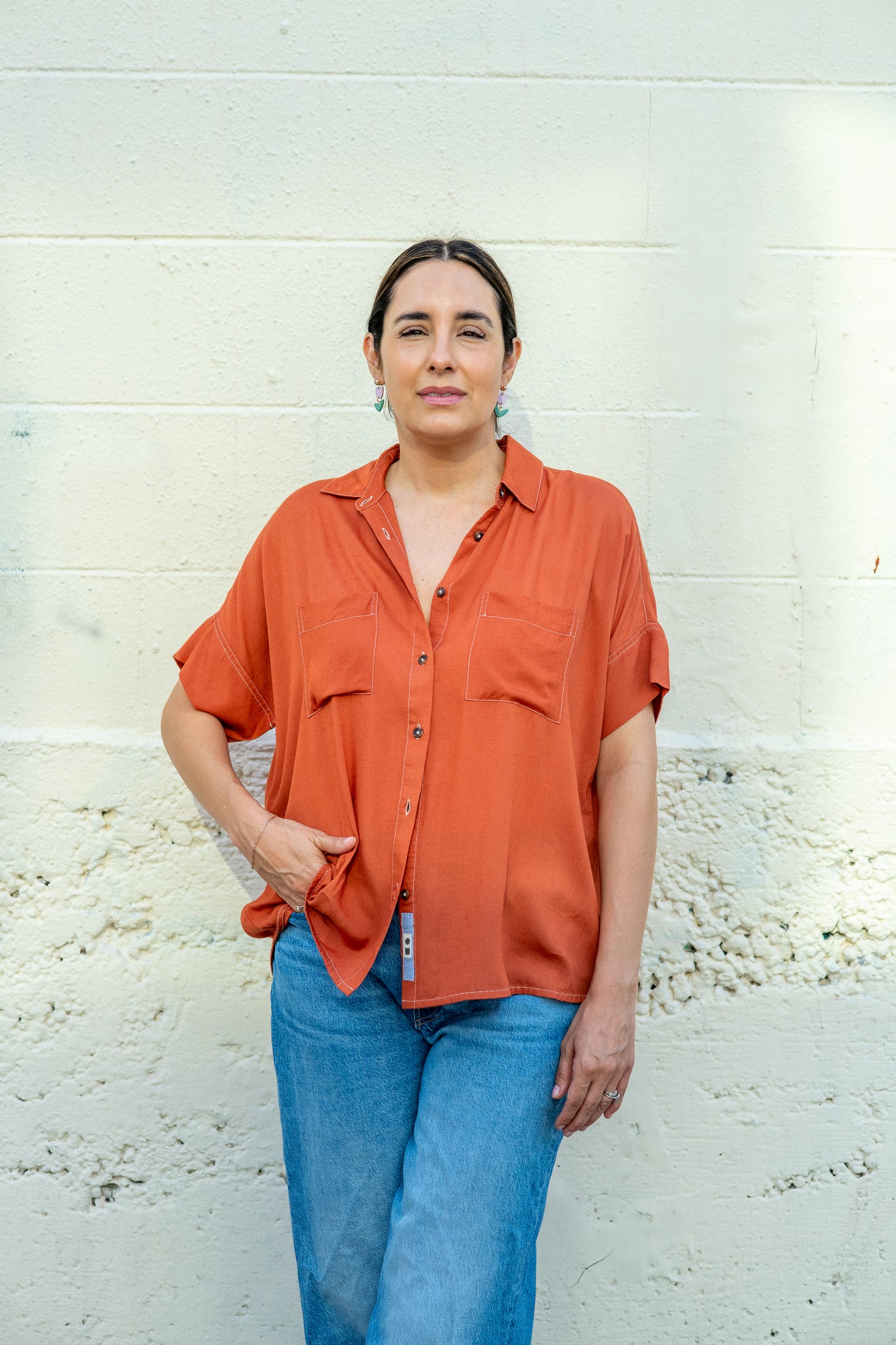 Sage Camp Shirt, Burnt Orange