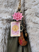 Hand-painted Sun Tarot Card Bag Charm + Keychain