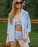 Asymmetrical Linen Button Down Cover Up