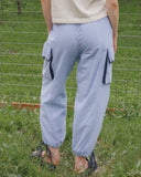Sage Stripe Pull-On Barrel Pant