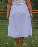 Sage Coastal Stripe Scallop Skirt