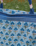 Indigo Floral, Block Print Quilted Handbag