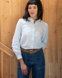Harper Cloudveil Blouse, Lt Blue Gingham