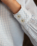 Harper Cloudveil Blouse, Lt Blue Gingham