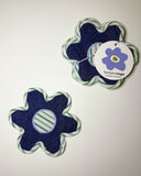 Denim on Stripe Floral Coasters (set of 4)