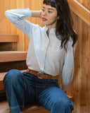 Harper Cloudveil Blouse, Lt Blue Gingham