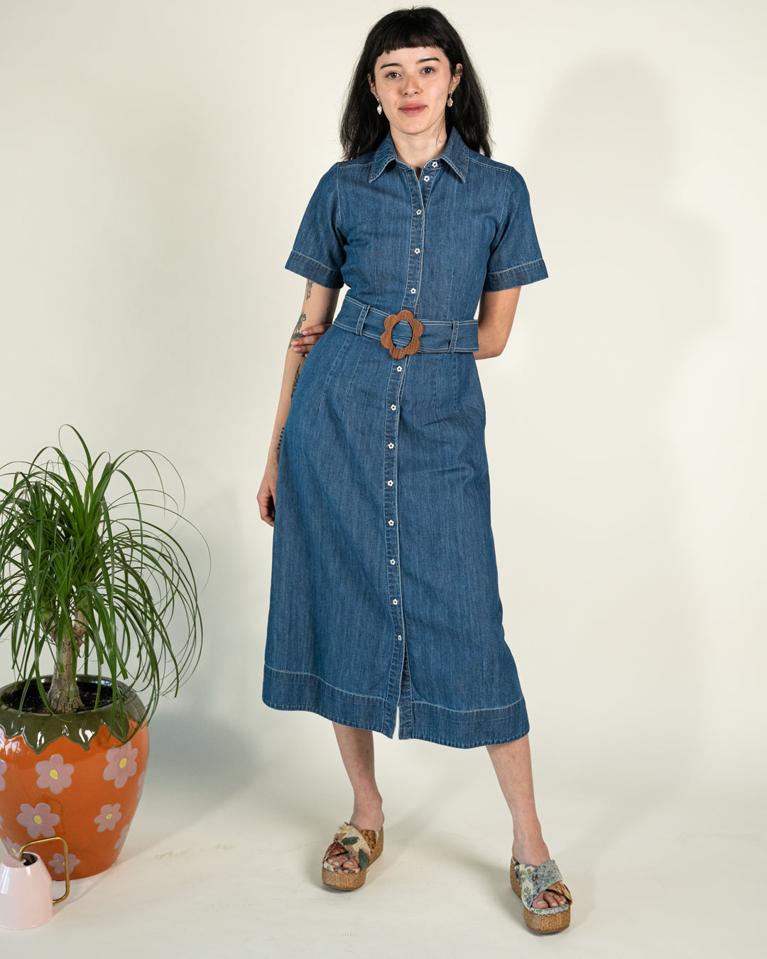 seed heritage denim dress Denim Button Through Mini Dress | Mist Blue Wash
