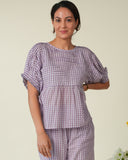 Harper Kinfolk Gingham Blouse, Purple