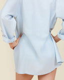 Asymmetrical Linen Button Down Cover Up