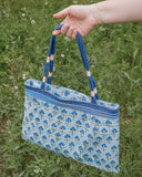 Indigo Floral, Block Print Quilted Handbag
