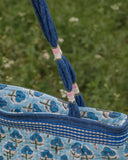 Indigo Floral, Block Print Quilted Handbag