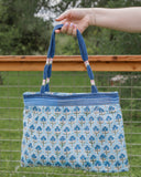 Indigo Floral, Block Print Quilted Handbag