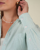 Sage Harbor Shirt, Green Ivory Stripe