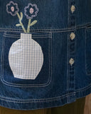 Sage Keepsake Denim Vest w. Pocket Applique