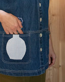 Sage Keepsake Denim Vest w. Pocket Applique