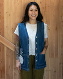 Sage Keepsake Denim Vest w. Pocket Applique