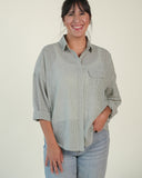 Sage Outset Shirt- Green Ivory, Cotton Gauze