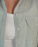 Sage Outset Shirt- Green Ivory, Cotton Gauze
