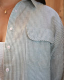 Sage Outset Shirt- Green Ivory, Cotton Gauze