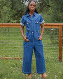 Sage Utility Jumpsuit, Mid Weight Denim