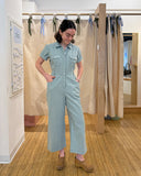 Sage Utility Jumpsuit, Seafoam Green