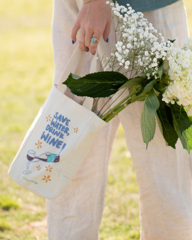 Canvas Wine Tote - Save Water, Drink Wine!