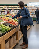 Denim Scallop Quilted Tote