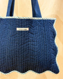 Denim Scallop Quilted Tote