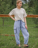 Sage Stripe Pull-On Barrel Pant