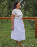 Sage Coastal Stripe Scallop Skirt
