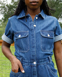 Sage Utility Jumpsuit, Mid Weight Denim