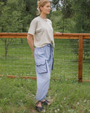 Sage Stripe Pull-On Barrel Pant